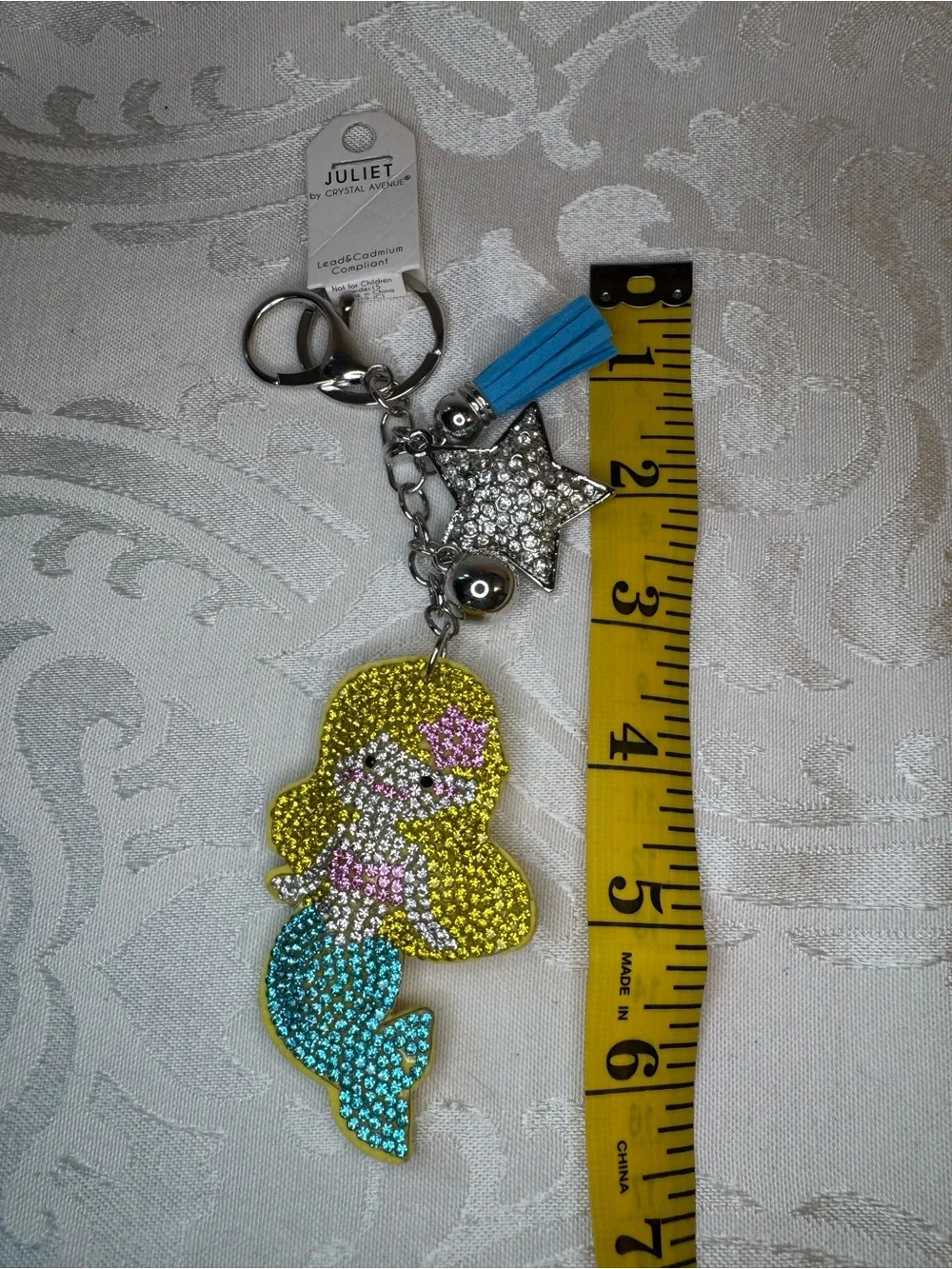 New Juliet Crystal Mermaid Keychain - Yellow & Blue